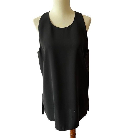 VINCE SLEEVELESS TOP BLOUSE TANK MODERN MINIMALIST CHIC OFFICE FEMININE BLACK L - Picture 1 of 12
